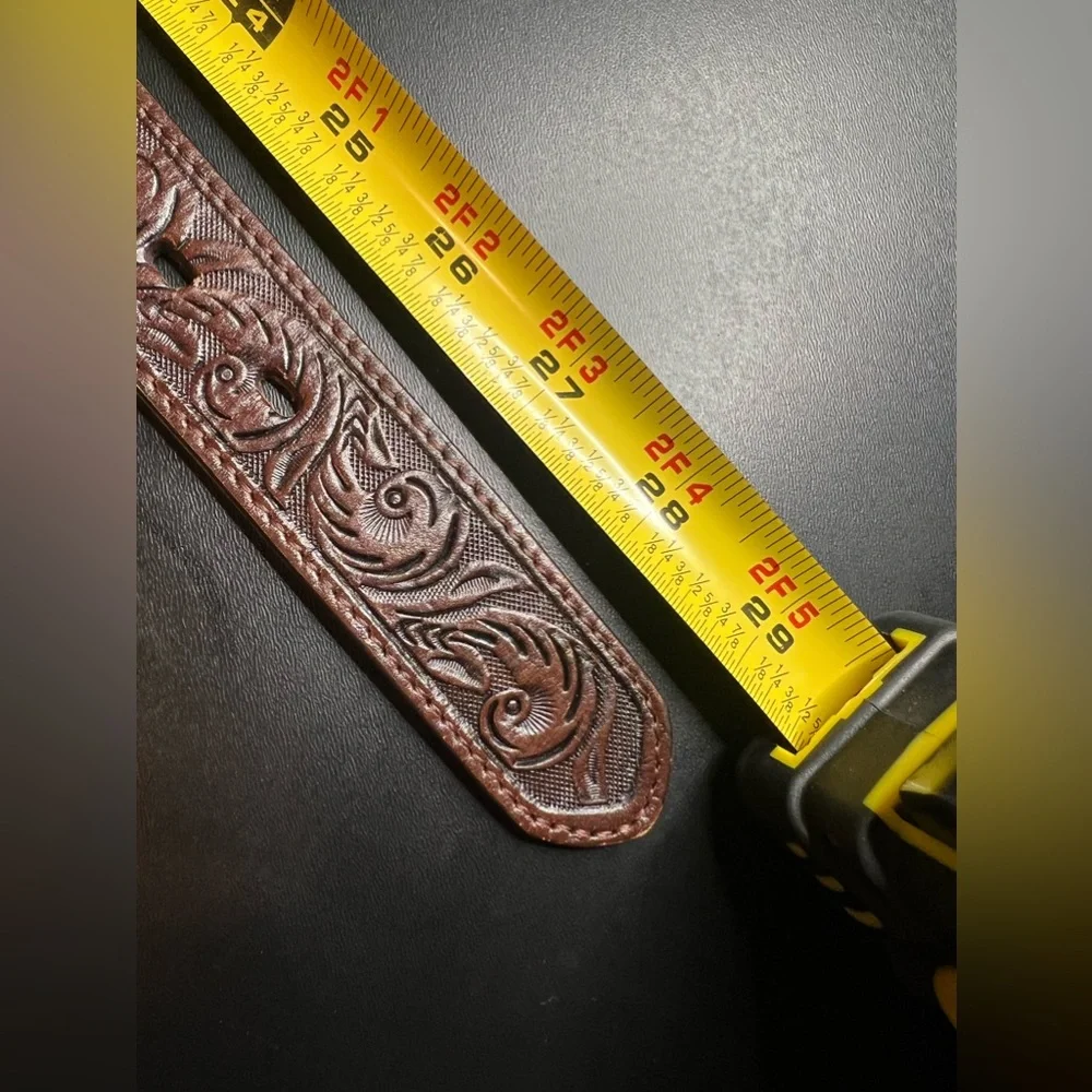 3D Brand 1.25″ Brown Kids’ Western Genuine Leather Belt Bullrider Buckle GUC